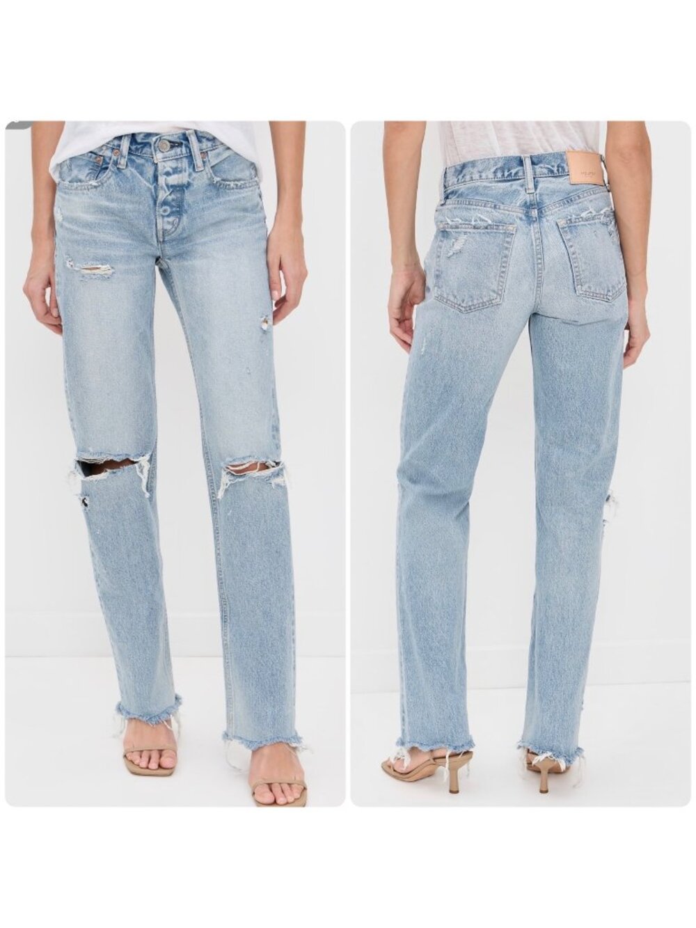 Moussy Vintage Selvedge Odessa Straight Jeans  Womens 24 Distressed Japan Denim